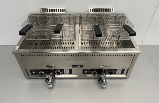 HCB Hochleistungs Gas Fritteuse Doppelt mit 4 K&ouml;rben  Tischmodel