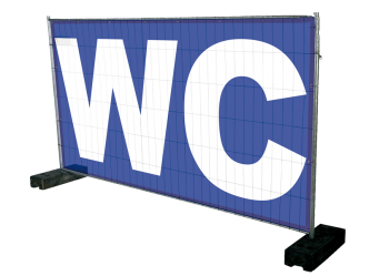 Bauzaun mit Banner WC