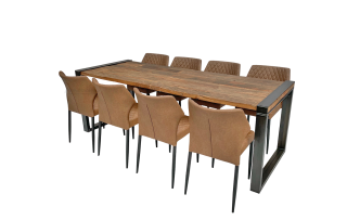 Industrial Dinnertableset 8P. 2,20 m Cognac