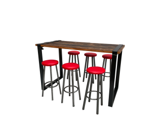 Industrial Hightableset 6P. 1,8 m rot