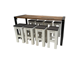 Industrial Hightableset 8P. 2,2 m Wood