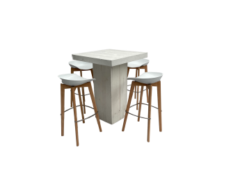 Woodlounge Stehtischset Keeve weiß flach 4P.